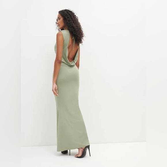 Reformation Seona Jersey Knit in Sage Green Backless Dress size Medium - Picture 4 of 9